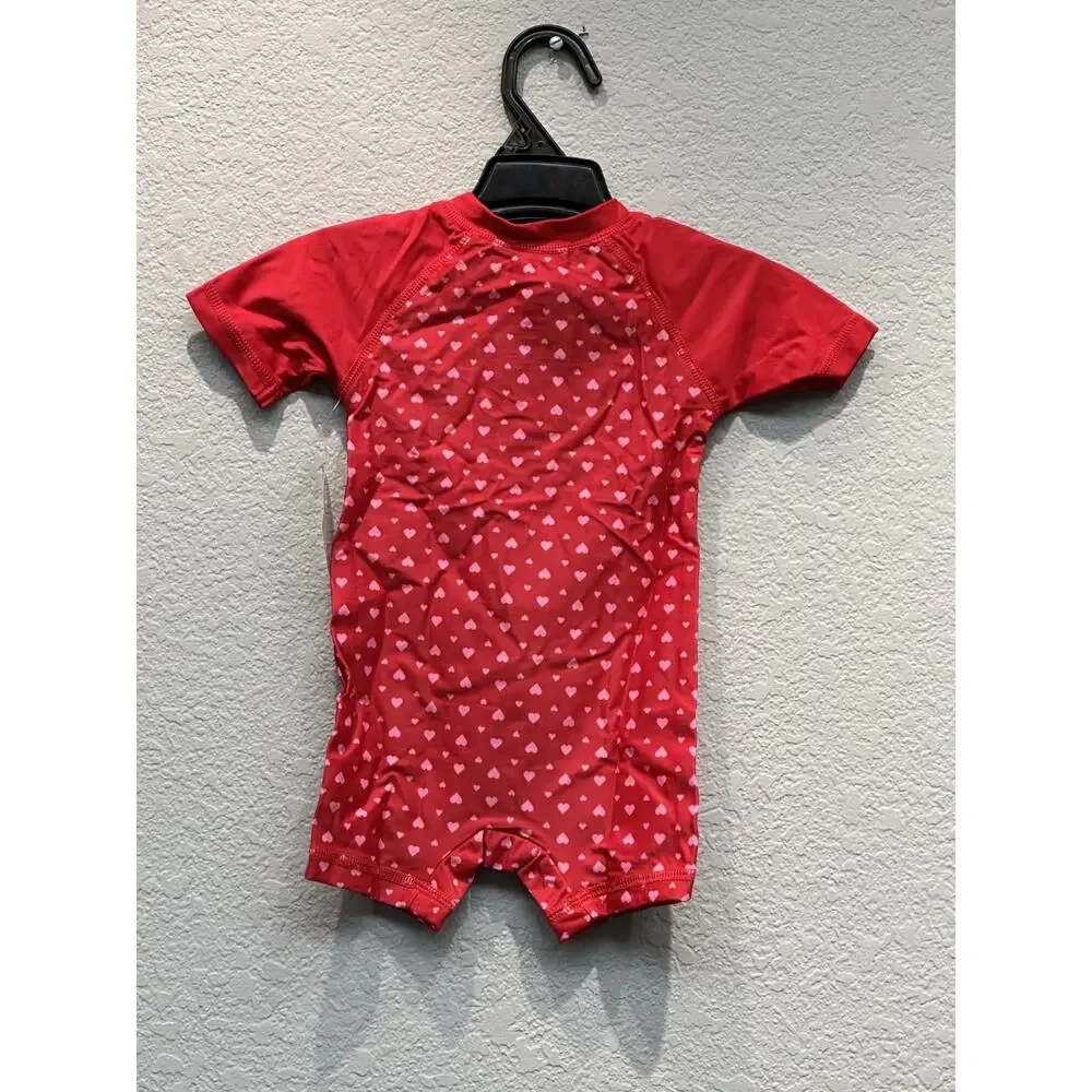 Leveret Baby One Piece Rashguard Hearts 12-18 Month Red